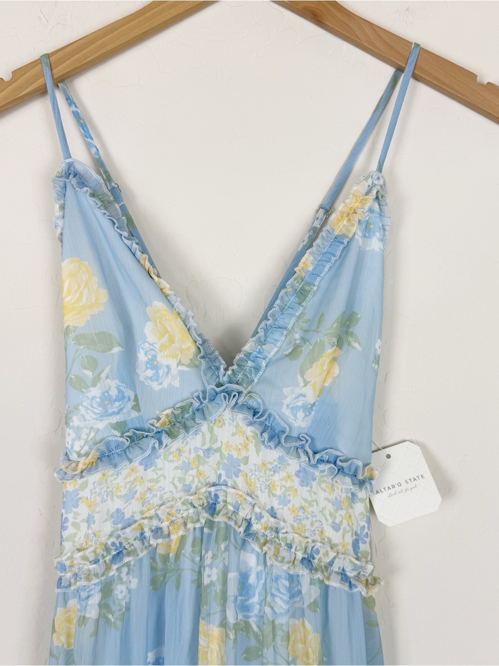 Altar'd State Raine Maxi Dress Blue Yellow Floral - Picture 7 of 15